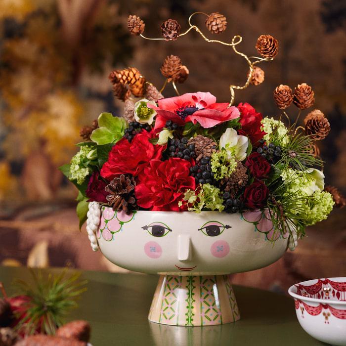 Eva Bowl on Stand, Soft Pink