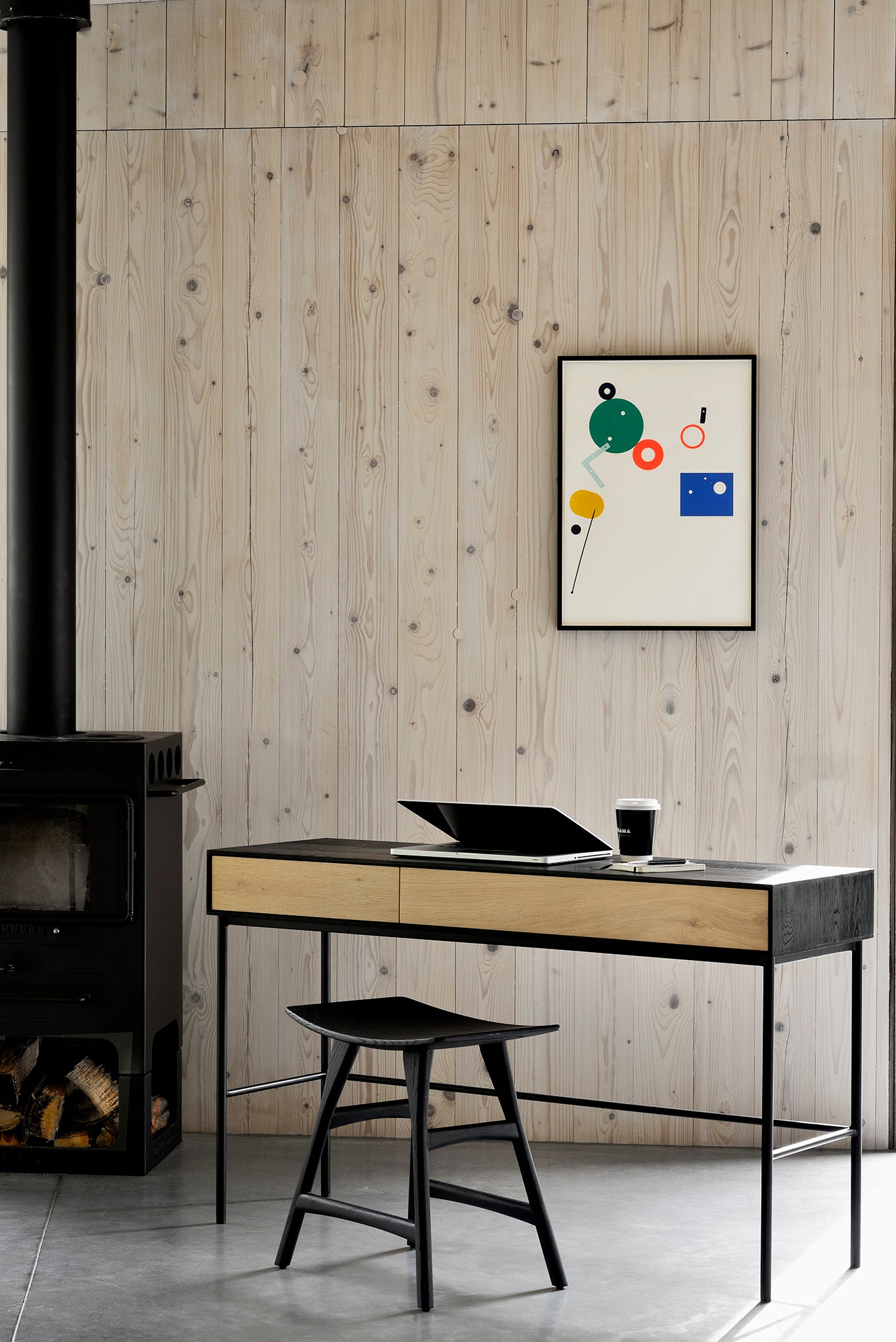 Osso Stool Oak Black