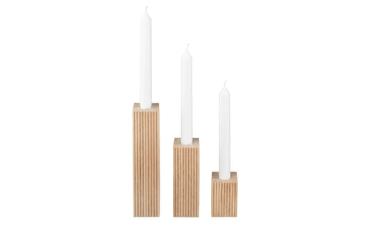 Dreva Oak Candle Holder Set