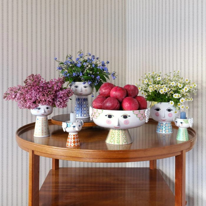 Eva Bowl on Stand, Soft Pink
