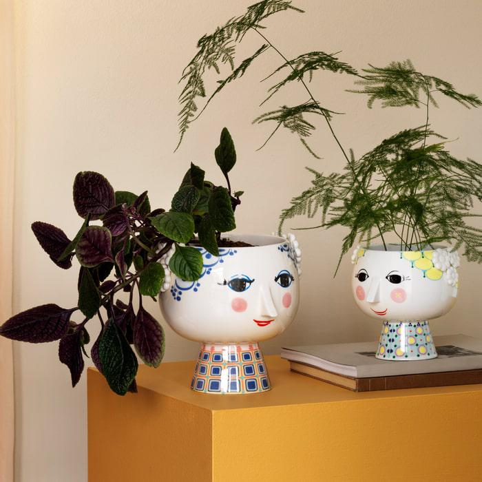 Eva Flower Pot on Base, Yellow