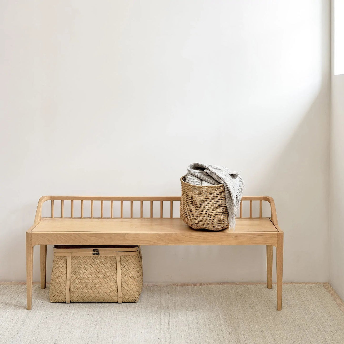 Spindle Oak bench