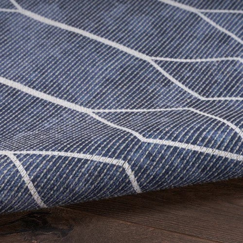 Nicole Curtis Machine Washable Runner in Navy Blue