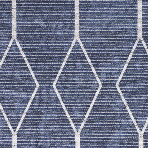 Nicole Curtis Machine Washable Runner in Navy Blue