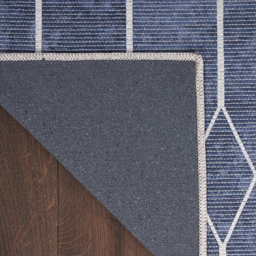 Nicole Curtis Machine Washable Runner in Navy Blue