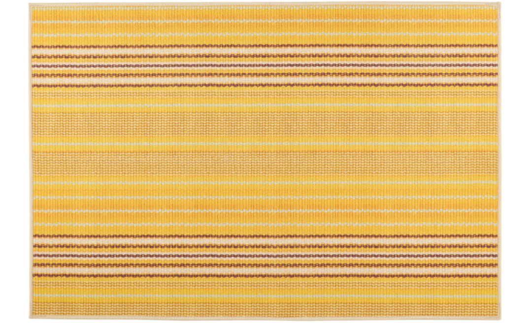 Sunflower Ticking Yellow Machine Washable Rug