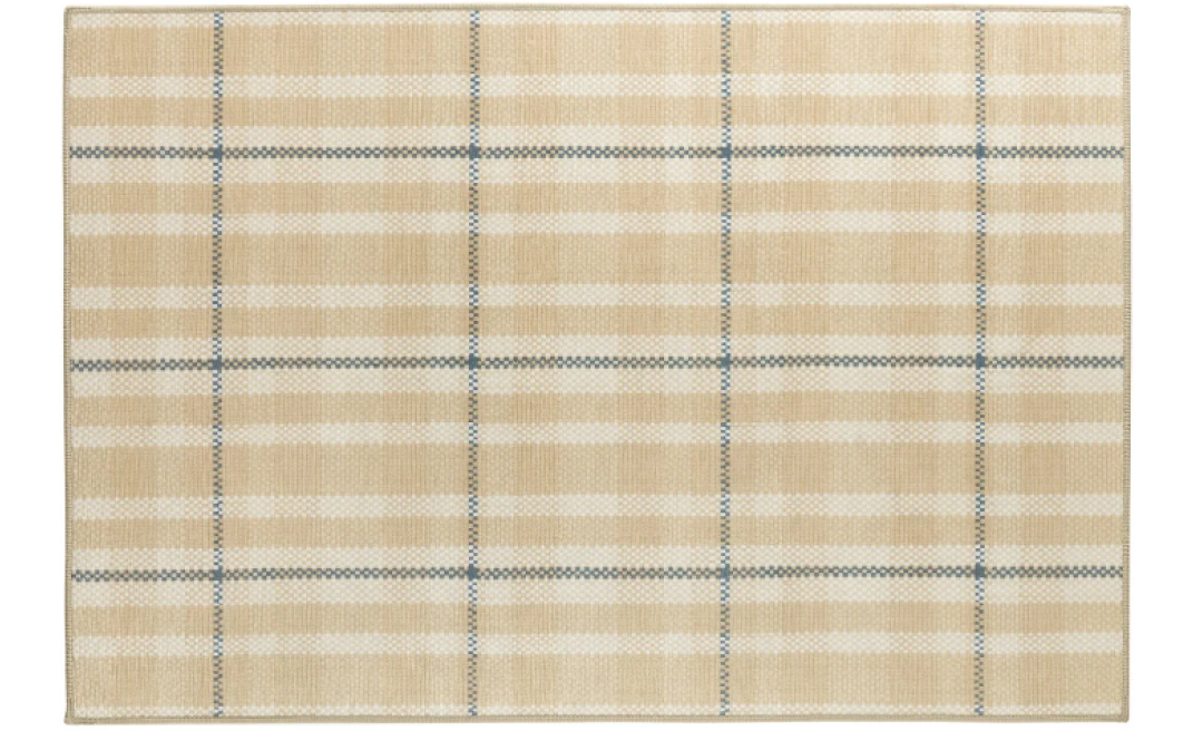 Hallie Plaid Khaki Machine Washable Rug