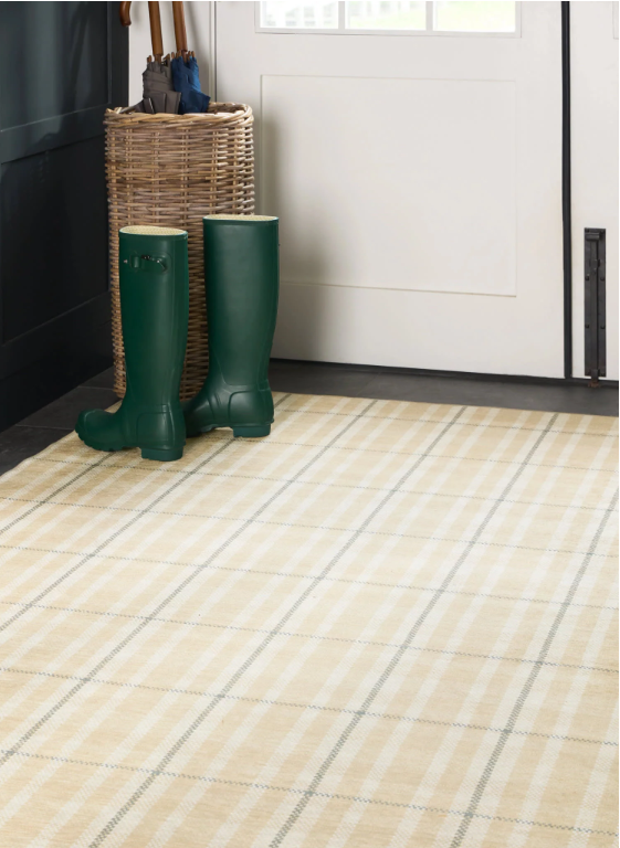Hallie Plaid Khaki Machine Washable Rug