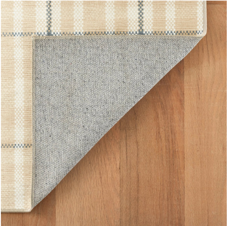 Hallie Plaid Khaki Machine Washable Rug