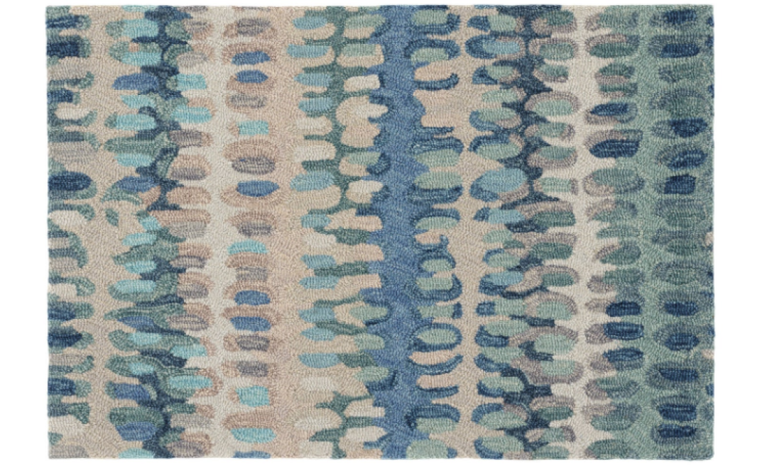Paint Chip Micro-Hooked Wool Rug Blue