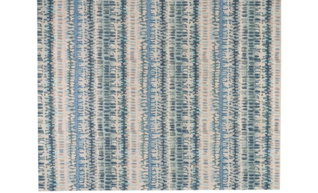 Paint Chip Micro-Hooked Wool Rug Blue