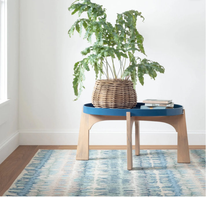 Paint Chip Micro-Hooked Wool Rug Blue