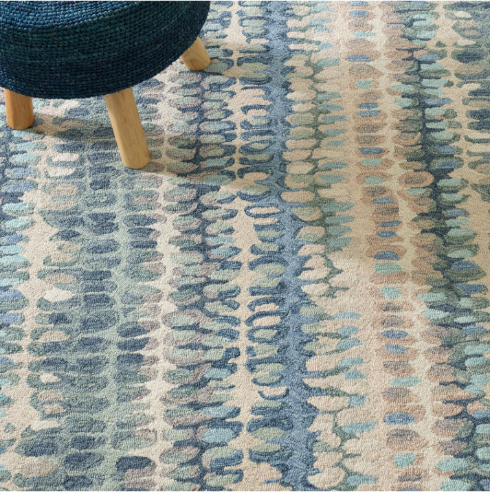Paint Chip Micro-Hooked Wool Rug Blue