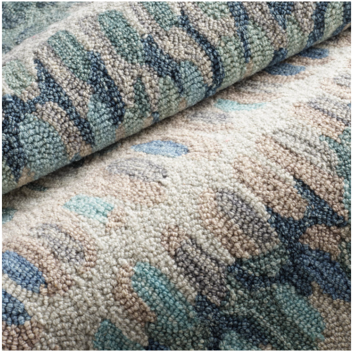 Paint Chip Micro-Hooked Wool Rug Blue