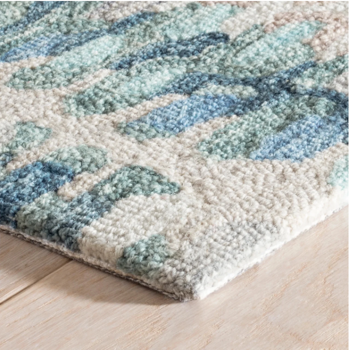 Paint Chip Micro-Hooked Wool Rug Blue