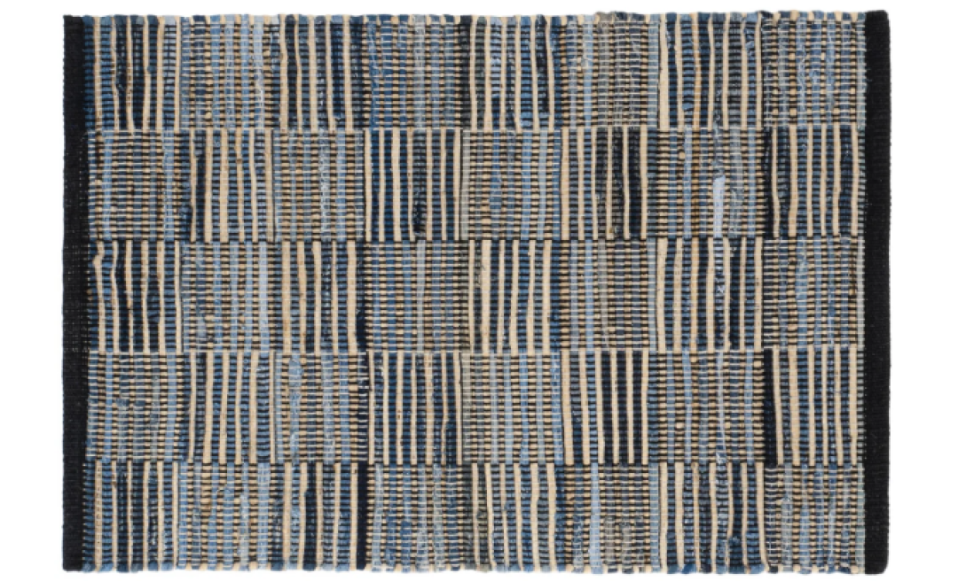 Denim Rag Gridwork Handwoven Rug