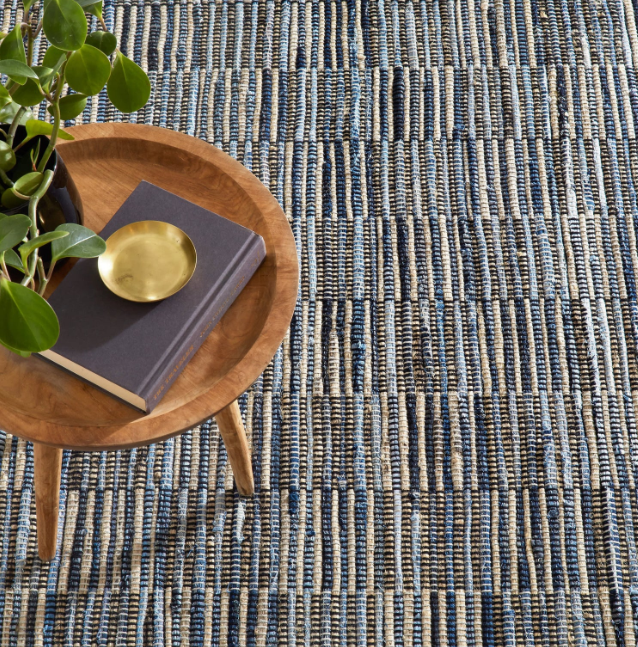 Denim Rag Gridwork Handwoven Rug