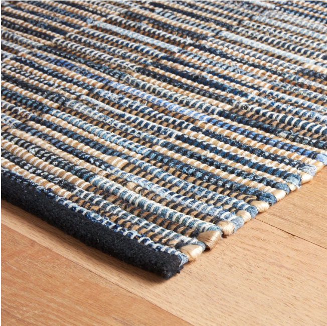 Denim Rag Gridwork Handwoven Rug