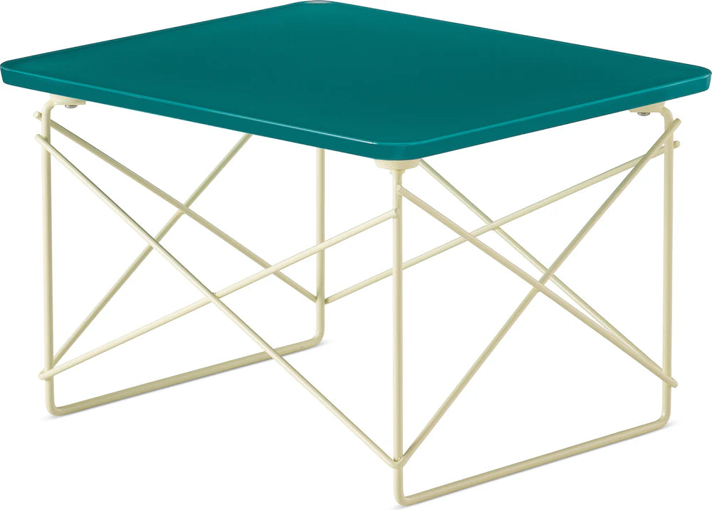 Herman Miller x HAY Eames Wire Base Low Table in Mint Green & Powder Yellow