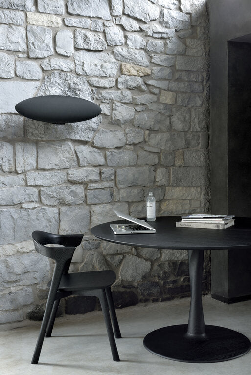 Torsion Oak  round black dining table