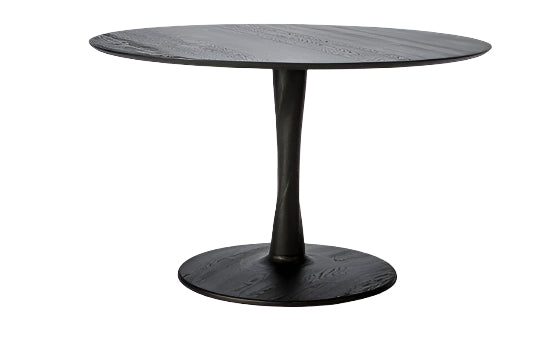 Torsion Oak  round black dining table