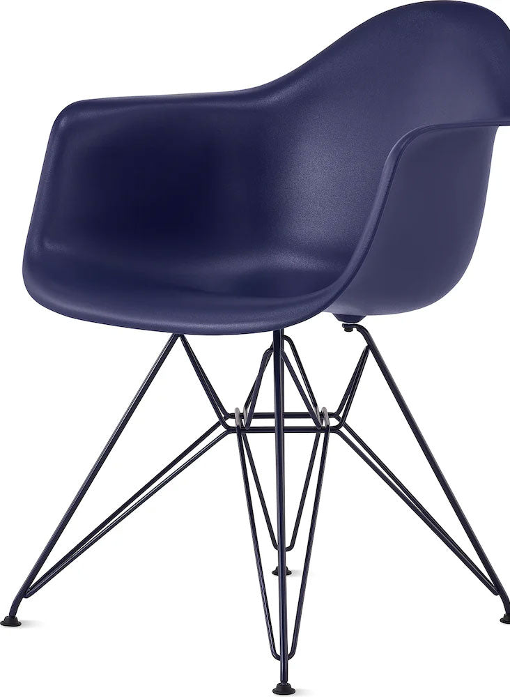 Herman Miller x HAY Eames Molded Plastic Armchair in Black Blue