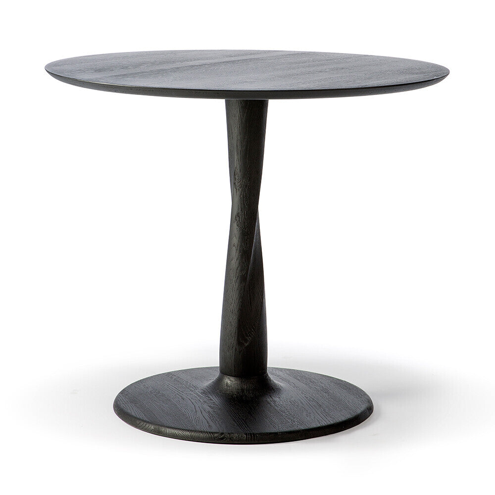 Torsion Oak  round black dining table