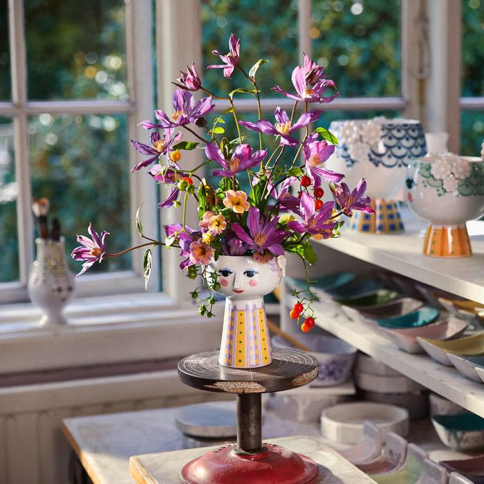 Eva Vase, Lavender/Yellow