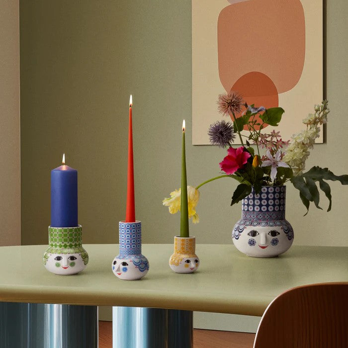 Olga Candle Holder, Light Blue