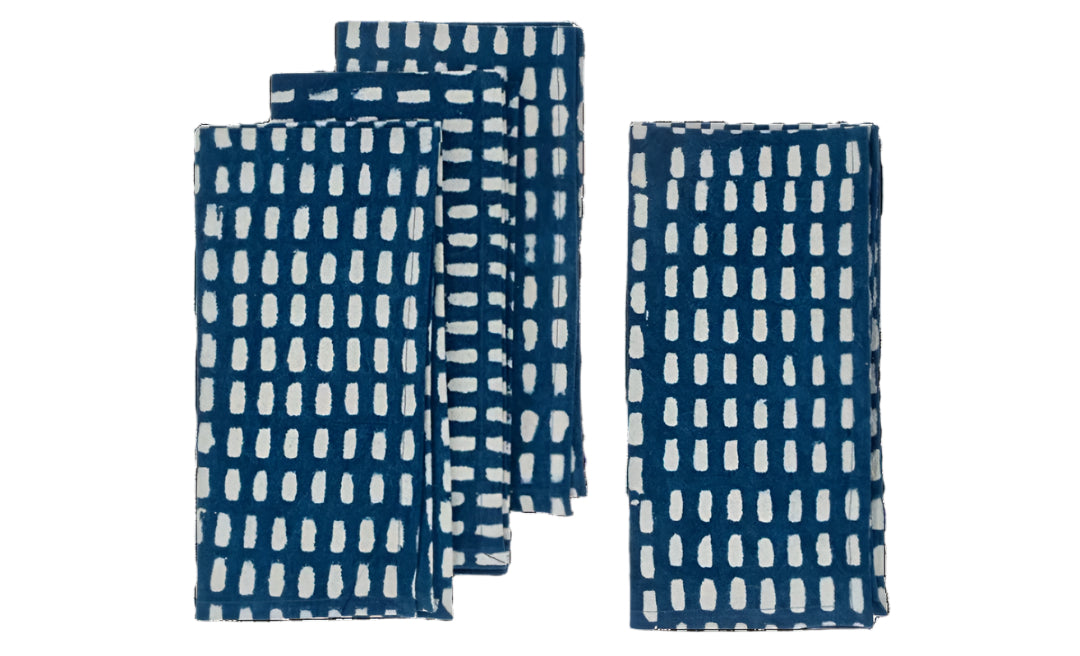 Indigo Block Print Dashes