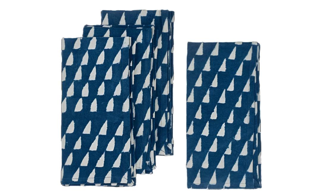 Indigo Block Print Triangles