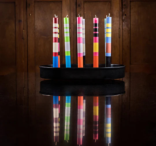 Striped Dinner Candle, set of 4