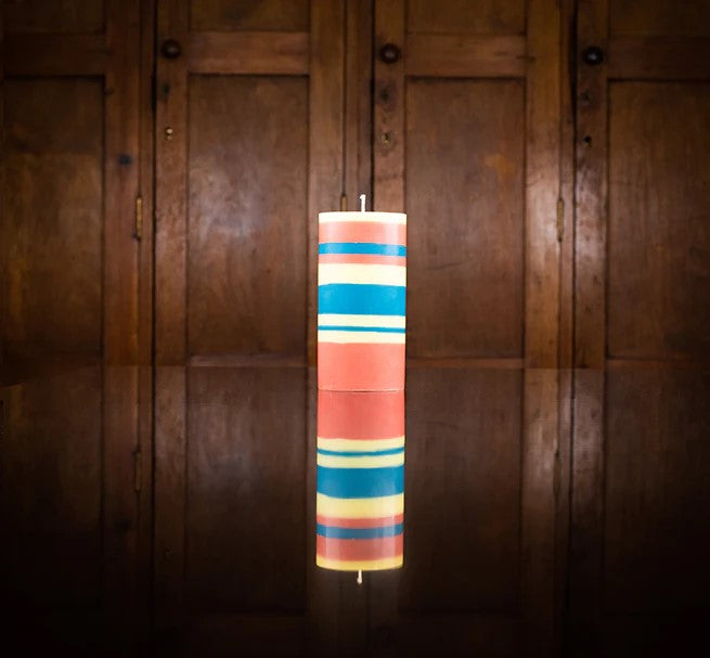 Striped Pillar Candle