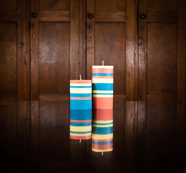 Striped Pillar Candle