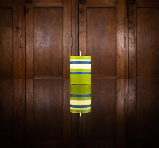 Striped Pillar Candle