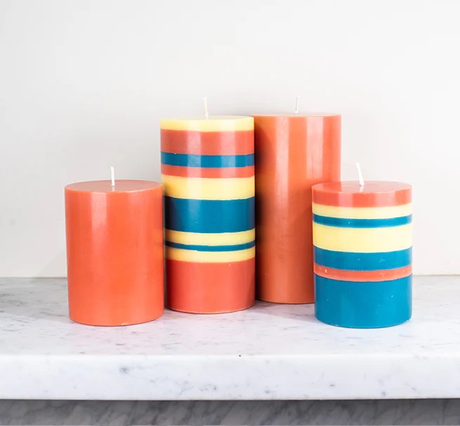 Striped Pillar Candle