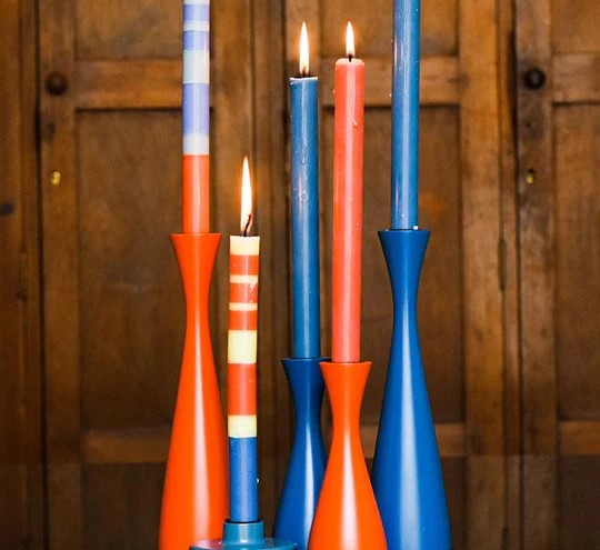 Striped Dinner Candle, set of 4