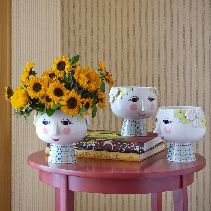 Eva Flower Pot on Base, Yellow