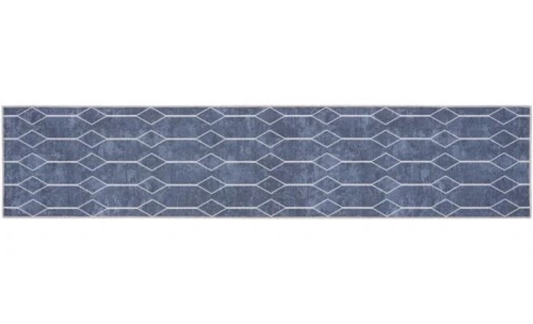 Nicole Curtis Machine Washable Runner in Navy Blue