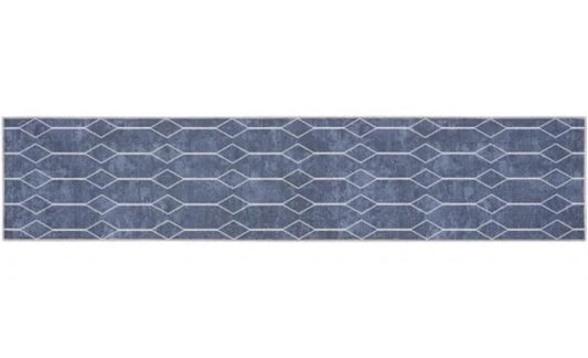 Nicole Curtis Machine Washable Runner in Navy Blue