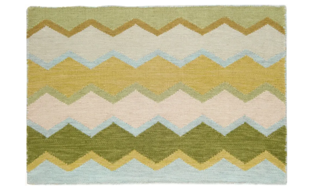 Safety Net Handwoven Wool Rug Green