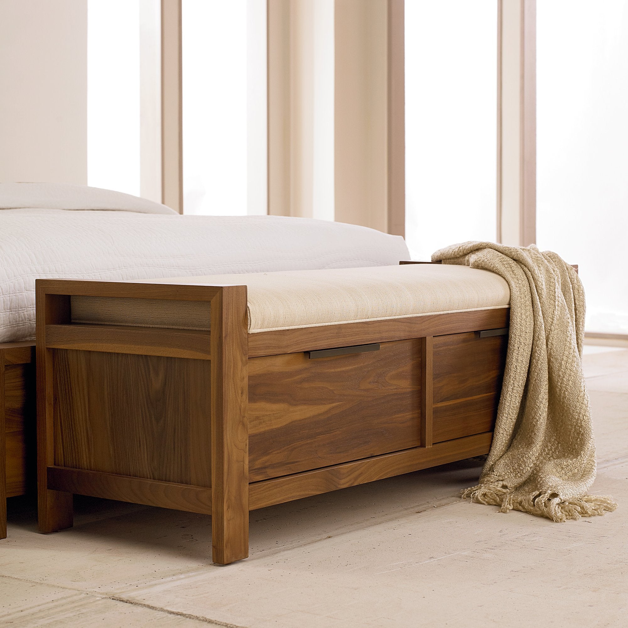 Walnut bench online with storage