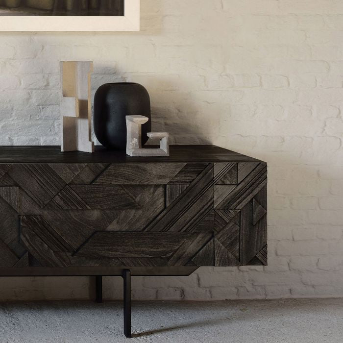 Teak graphic store black sideboard