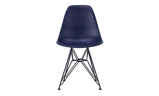 Herman Miller x HAY Eames Molded Plastic Side Chair in Black Blue