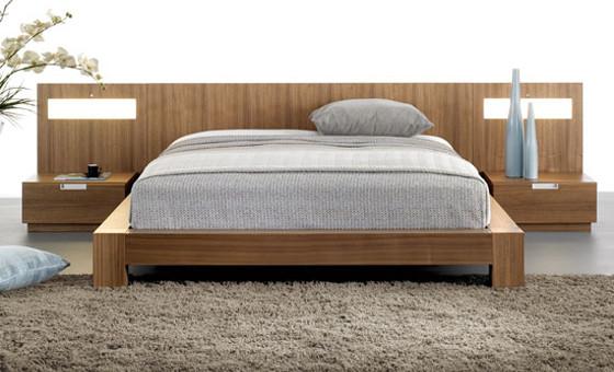 Platform bed deals with attached nightstands